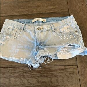 Stylish Light Blue Distressed Denim Shorts